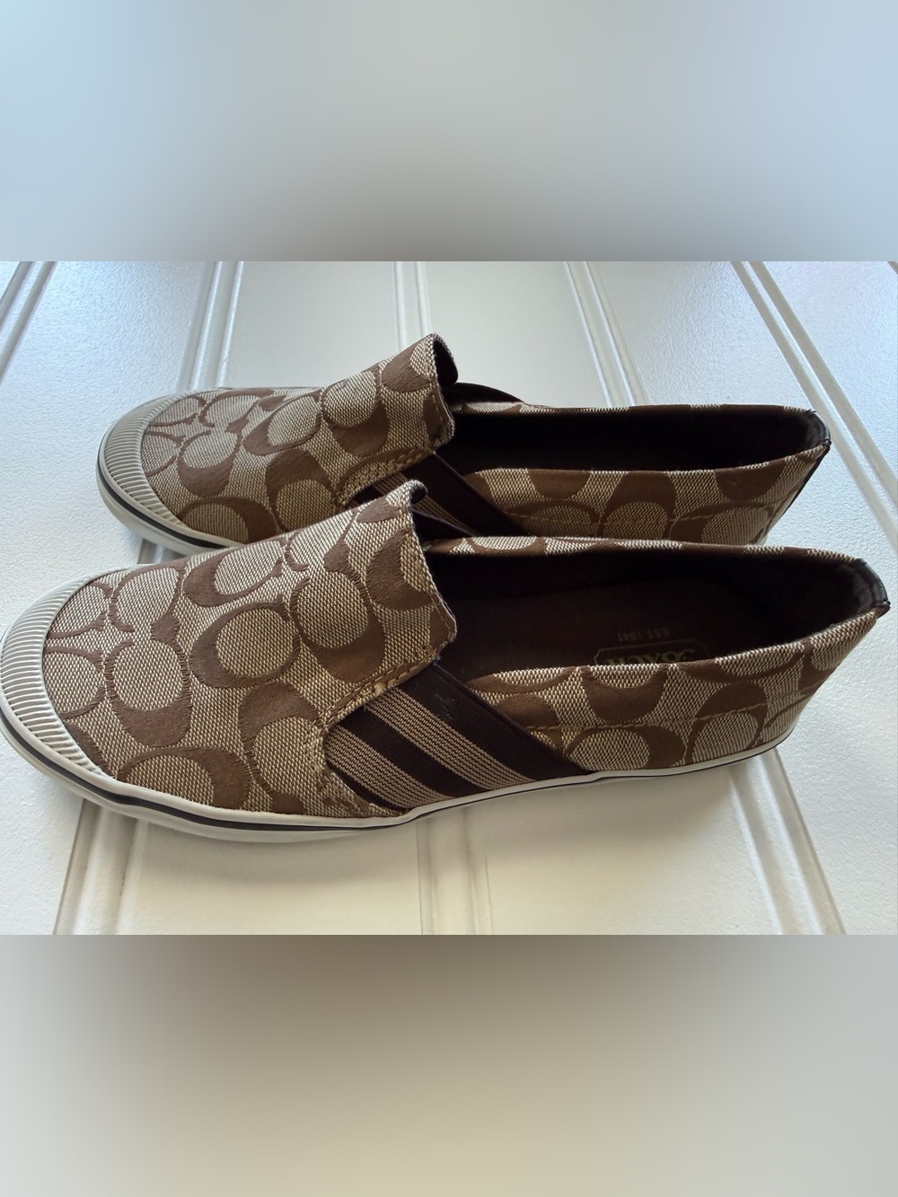 Coach Beale Brown Signature Monogram Canvas Slip-On Sneakers Women's 7B 2083 - Picture 5 of 5
